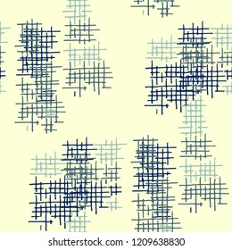 Grunge Seamless Net. Abstract Pattern. Retro Hand Drawn Texture with Shabby Crossing Lines. Colorful Vector Pattern for Dress, Curtain, Tablecloth. Abstract Seamless Pattern.