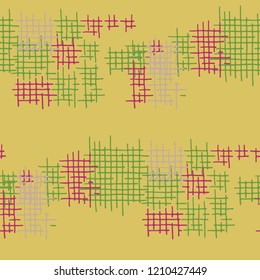 Grunge Seamless Net. Abstract Pattern. Modern Hand Drawn Texture with Scratched Crossing Lines. Colorful Vector Pattern for Dress, Paper, Tablecloth. Abstract Seamless Pattern.