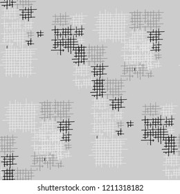 Grunge Seamless Net. Abstract Pattern. Vintage Hand Drawn Texture with Scribble Crossing Lines. Black and White Vector Pattern for Wallpaper, Cotton, Textile. Abstract Seamless Pattern.