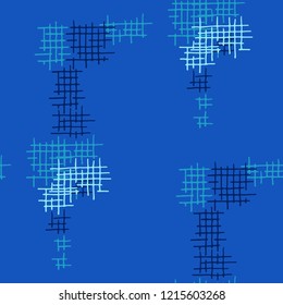 Grunge Seamless Net. Abstract Pattern. Vintage Hand Drawn Texture with Shabby Crossing Lines. Colorful Vector Pattern for Print, Cloth, Fabric. Abstract Seamless Pattern.