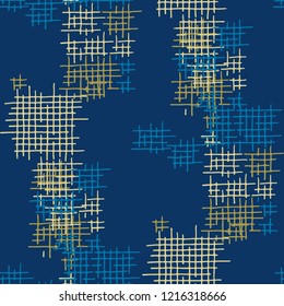 Grunge Seamless Net. Abstract Pattern. Retro Hand Drawn Texture with Scratched Crossing Lines. Colorful Vector Pattern for Cotton, Print, Calico. Abstract Seamless Pattern.