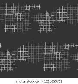 Grunge Seamless Net. Abstract Pattern. Trendy Hand Drawn Texture with Scratched Crossing Lines. Black and White Vector Pattern for Wallpaper, Cotton, Textile. Abstract Seamless Pattern.