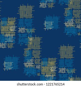 Grunge Seamless Net. Abstract Pattern. Vintage Hand Drawn Texture with Shabby Crossing Lines. Colorful Vector Pattern for Print, Fabric, Cloth. Abstract Seamless Pattern.