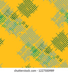 Grunge Seamless Net. Abstract Pattern. Trendy Hand Drawn Texture with Scribble Crossing Lines. Colorful Vector Pattern for Wallpaper, Print, Cotton. Abstract Seamless Pattern.