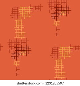 Grunge Seamless Net. Abstract Pattern. Trendy Hand Drawn Texture with Scribble Crossing Lines. Colorful Vector Pattern for Chintz, Linen, Paper. Abstract Seamless Pattern.
