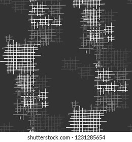 Grunge Seamless Net. Abstract Pattern. Trendy Hand Drawn Texture with Scribble Crossing Lines. Black and White Vector Pattern for Cotton, Print, Textile. Abstract Seamless Pattern.