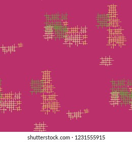 Grunge Seamless Net. Abstract Pattern. Modern Hand Drawn Texture with Scratched Crossing Lines. Colorful Vector Pattern for Dress, Curtain, Tablecloth. Abstract Seamless Pattern.