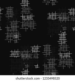 Grunge Seamless Net. Abstract Pattern. Modern Hand Drawn Texture with Scratched Crossing Lines. Black and White Vector Pattern for Wallpaper, Print, Cotton. Abstract Seamless Pattern.