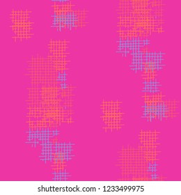 Grunge Seamless Net. Abstract Pattern. Retro Hand Drawn Texture with Scribble Crossing Lines. Colorful Vector Pattern for Wallpaper, Fabric, Print. Abstract Seamless Pattern.