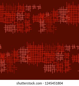Grunge Seamless Net. Abstract Pattern. Trendy Hand Drawn Texture with Scribble Crossing Lines. Colorful Vector Pattern for Fabric, Cloth, Textile. Abstract Seamless Pattern.
