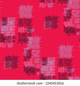 Grunge Seamless Net. Abstract Pattern. Retro Hand Drawn Texture with Shabby Crossing Lines. Colorful Vector Pattern for Wallpaper, Print, Textile. Abstract Seamless Pattern.