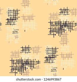 Grunge Seamless Net. Abstract Pattern. Vintage Hand Drawn Texture with Shabby Crossing Lines. Colorful Vector Pattern for Cotton, Calico, Textile. Abstract Seamless Pattern.