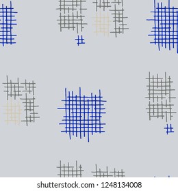 Grunge Seamless Net. Abstract Pattern. Vintage Hand Drawn Texture with Scratched Crossing Lines. Colorful Vector Pattern for Chintz, Linen, Paper. Abstract Seamless Pattern.