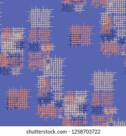 Grunge Seamless Net. Abstract Pattern. Vintage Hand Drawn Texture with Scribble Crossing Lines. Colorful Vector Pattern for Dress, Paper, Tablecloth. Abstract Seamless Pattern.