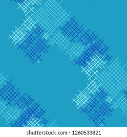 Grunge Seamless Net. Abstract Pattern. Modern Hand Drawn Texture with Shabby Crossing Lines. Colorful Vector Pattern for Print, Fabric, Cloth. Abstract Seamless Pattern.