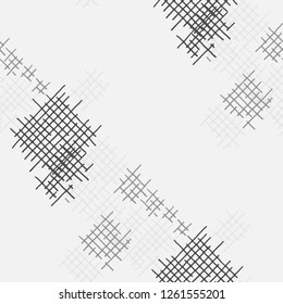 Grunge Seamless Net. Abstract Pattern. Retro Hand Drawn Texture with Scribble Crossing Lines. Black and White Vector Pattern for Print, Fabric, Cloth. Abstract Seamless Pattern.