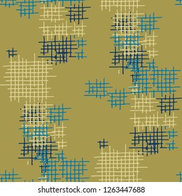 Grunge Seamless Net. Abstract Pattern. Trendy Hand Drawn Texture with Scratched Crossing Lines. Colorful Vector Pattern for Wallpaper, Fabric, Print. Abstract Seamless Pattern.