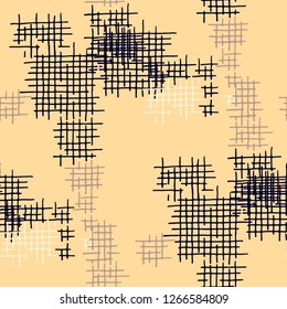 Grunge Seamless Net. Abstract Pattern. Modern Hand Drawn Texture with Scratched Crossing Lines. Colorful Vector Pattern for Print, Fabric, Cloth. Abstract Seamless Pattern.
