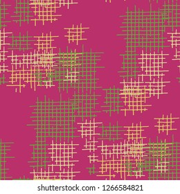 Grunge Seamless Net. Abstract Pattern. Modern Hand Drawn Texture with Scribble Crossing Lines. Colorful Vector Pattern for Calico, Print, Textile. Abstract Seamless Pattern.