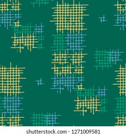 Grunge Seamless Net. Abstract Pattern. Modern Hand Drawn Texture with Scribble Crossing Lines. Colorful Vector Pattern for Print, Cloth, Textile. Abstract Seamless Pattern.