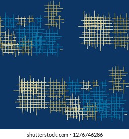 Grunge Seamless Net. Abstract Pattern. Trendy Hand Drawn Texture with Scratched Crossing Lines. Colorful Vector Pattern for Cotton, Print, Textile. Abstract Seamless Pattern.