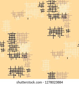 Grunge Seamless Net. Abstract Pattern. Modern Hand Drawn Texture with Scribble Crossing Lines. Colorful Vector Pattern for Dress, Paper, Tablecloth. Abstract Seamless Pattern.