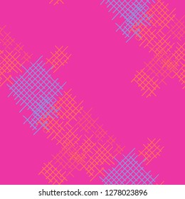 Grunge Seamless Net. Abstract Pattern. Modern Hand Drawn Texture with Scribble Crossing Lines. Colorful Vector Pattern for Calico, Print, Textile. Abstract Seamless Pattern.
