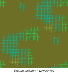 Grunge Seamless Net. Abstract Pattern. Retro Hand Drawn Texture with Scribble Crossing Lines. Colorful Vector Pattern for Print, Fabric, Cloth. Abstract Seamless Pattern.