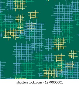 Grunge Seamless Net. Abstract Pattern. Retro Hand Drawn Texture with Shabby Crossing Lines. Colorful Vector Pattern for Cotton, Calico, Textile. Abstract Seamless Pattern.