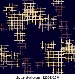 Grunge Seamless Net. Abstract Pattern. Retro Hand Drawn Texture with Scribble Crossing Lines. Colorful Vector Pattern for Calico, Print, Textile. Abstract Seamless Pattern.