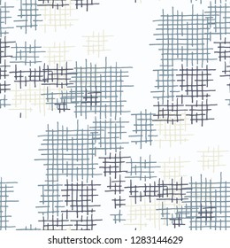 Grunge Seamless Net. Abstract Pattern. Retro Hand Drawn Texture with Scribble Crossing Lines. Colorful Vector Pattern for Cotton, Print, Textile. Abstract Seamless Pattern.