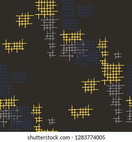Grunge Seamless Net. Abstract Pattern. Trendy Hand Drawn Texture with Shabby Crossing Lines. Colorful Vector Pattern for Cotton, Calico, Textile. Abstract Seamless Pattern.