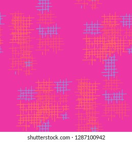 Grunge Seamless Net. Abstract Pattern. Trendy Hand Drawn Texture with Shabby Crossing Lines. Colorful Vector Pattern for Fabric, Cloth, Textile. Abstract Seamless Pattern.