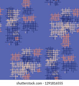 Grunge Seamless Net. Abstract Pattern. Vintage Hand Drawn Texture with Scratched Crossing Lines. Colorful Vector Pattern for Cotton, Print, Textile. Abstract Seamless Pattern.