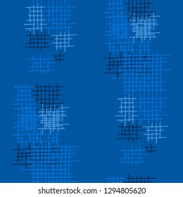 Grunge Seamless Net. Abstract Pattern. Retro Hand Drawn Texture with Scribble Crossing Lines. Colorful Vector Pattern for Cotton, Calico, Textile. Abstract Seamless Pattern.