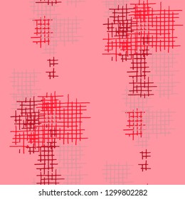 Grunge Seamless Net. Abstract Pattern. Vintage Hand Drawn Texture with Scratched Crossing Lines. Colorful Vector Pattern for Dress, Paper, Tablecloth. Abstract Seamless Pattern.