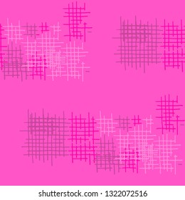 Grunge Seamless Net. Abstract Pattern. Retro Hand Drawn Texture with Scratched Crossing Lines. Colorful Vector Pattern for Print, Fabric, Cloth. Abstract Seamless Pattern.