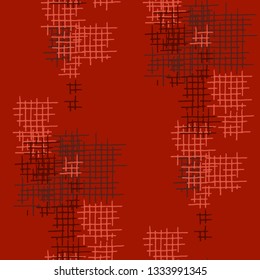 Grunge Seamless Net. Abstract Pattern. Vintage Hand Drawn Texture with Scratched Crossing Lines. Colorful Vector Pattern for Dress, Curtain, Paper. Abstract Seamless Pattern.