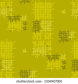 Grunge Seamless Net. Abstract Pattern. Retro Hand Drawn Texture with Scribble Crossing Lines. Colorful Vector Pattern for Cotton, Print, Calico. Abstract Seamless Pattern.