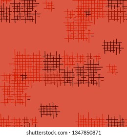 Grunge Seamless Net. Abstract Pattern. Modern Hand Drawn Texture with Shabby Crossing Lines. Colorful Vector Pattern for Cotton, Print, Textile. Abstract Seamless Pattern.
