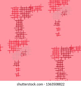 Grunge Seamless Net. Abstract Pattern. Trendy Hand Drawn Texture with Scratched Crossing Lines. Colorful Vector Pattern for Chintz, Linen, Paper. Abstract Seamless Pattern.