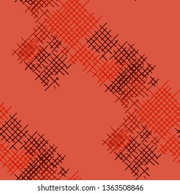 Grunge Seamless Net. Abstract Pattern. Retro Hand Drawn Texture with Scribble Crossing Lines. Colorful Vector Pattern for Chintz, Linen, Paper. Abstract Seamless Pattern.