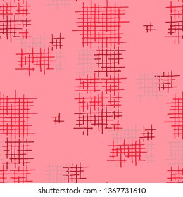 Grunge Seamless Net. Abstract Pattern. Trendy Hand Drawn Texture with Shabby Crossing Lines. Colorful Vector Pattern for Linen, Paper, Tablecloth. Abstract Seamless Pattern.