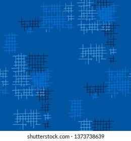 Grunge Seamless Net. Abstract Pattern. Retro Hand Drawn Texture with Shabby Crossing Lines. Colorful Vector Pattern for Dress, Paper, Tablecloth. Abstract Seamless Pattern.