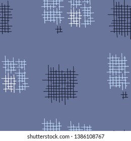 Grunge Seamless Net. Abstract Pattern. Modern Hand Drawn Texture with Scribble Crossing Lines. Colorful Vector Pattern for Cotton, Calico, Textile. Abstract Seamless Pattern.