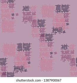 Grunge Seamless Net. Abstract Pattern. Trendy Hand Drawn Texture with Scribble Crossing Lines. Colorful Vector Pattern for Chintz, Linen, Paper. Abstract Seamless Pattern.