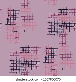 Grunge Seamless Net. Abstract Pattern. Vintage Hand Drawn Texture with Scribble Crossing Lines. Colorful Vector Pattern for Cotton, Print, Textile. Abstract Seamless Pattern.