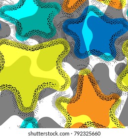 Grunge Seamless pattern with abstract stars