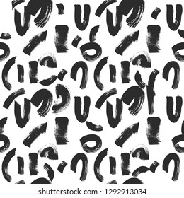 Grunge Seamless Pattern with Art brush Strokes. Ink drawing Creative illustration for Surface , Invitation , Notebook, Banner , Wrap Paper