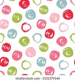 Grunge seamless pattern. Artistic colorful background with drawn rings